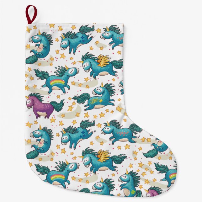 Unicorn Large Christmas Stocking (Front)