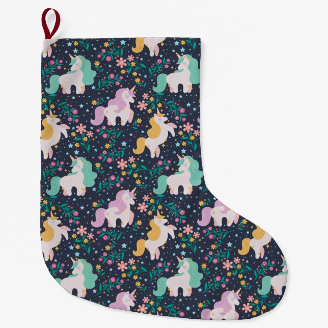 Unicorn Large Christmas Stocking (Front)