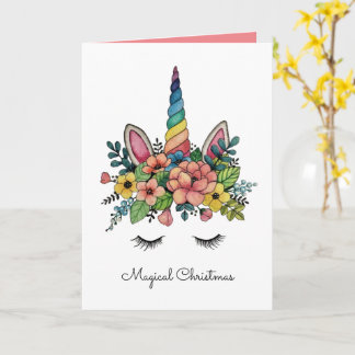 Unicorn Lashes With Rainbow Horn Card