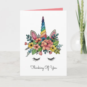 Unicorn Lashes With Rainbow Horn Card