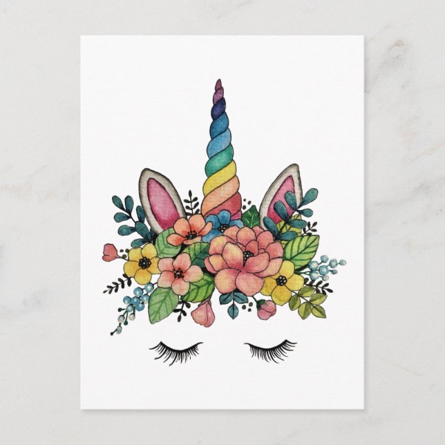 Unicorn Lashes With Rainbow Horn Postcard (Front)