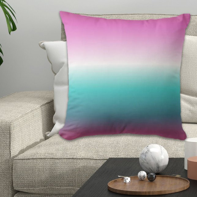 unicorn lavender teal ombre turquoise mermaid cushion (unicorn lavender teal ombre turquoise mermaid outdoor pillow)