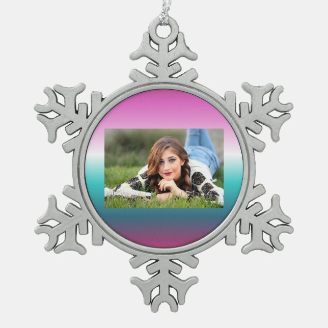 unicorn lavender teal ombre turquoise mermaid snowflake pewter christmas ornament (Front)