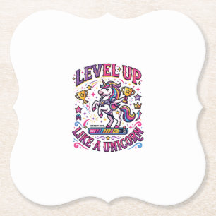 Unicorn Level Up Like a Unicorn Commercial Cute Gi Paper Coaster