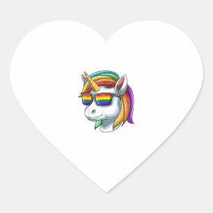 Unicorn LGBT Unicorn With LGBT Sunglasses Pride Un Heart Sticker