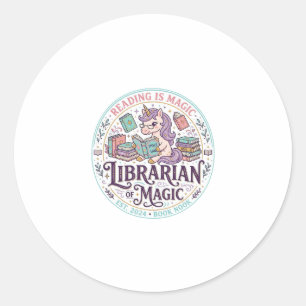 Unicorn Librarian of Magic Original Product Graphi Classic Round Sticker
