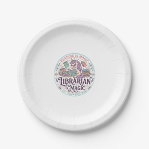 Unicorn Librarian of Magic Original Product Graphi Paper Plate