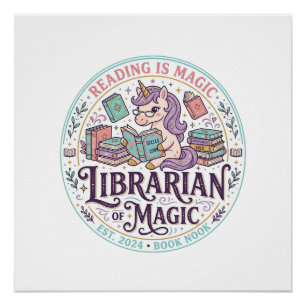Unicorn Librarian of Magic Original Product Graphi Poster