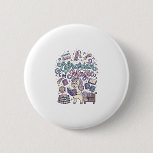 Unicorn Librarian of Magic Print Ready Apparel Gra 6 Cm Round Badge