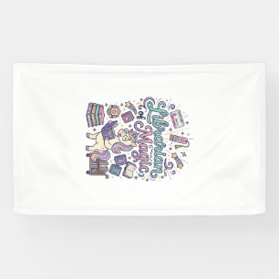 Unicorn Librarian of Magic Print Ready Apparel Gra Banner