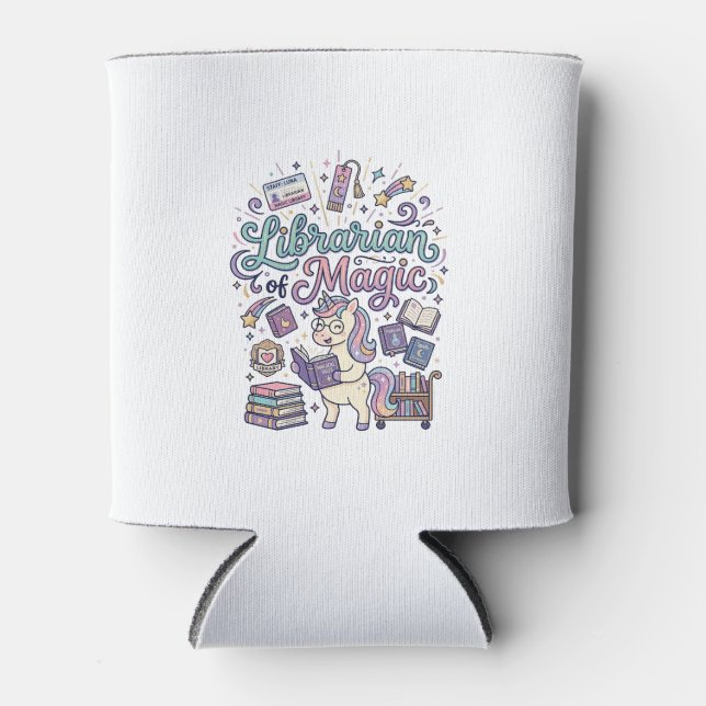 Unicorn Librarian of Magic Print Ready Apparel Gra Can Cooler (Front)