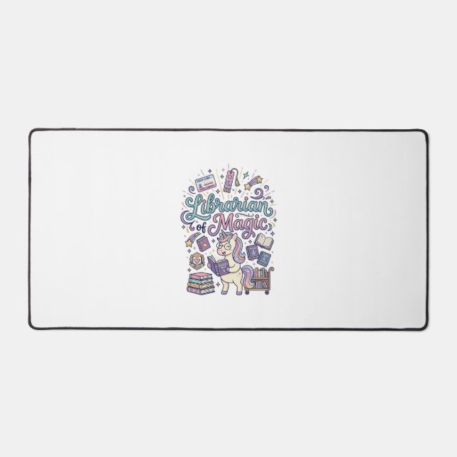 Unicorn Librarian of Magic Print Ready Apparel Gra Desk Mat (Front)