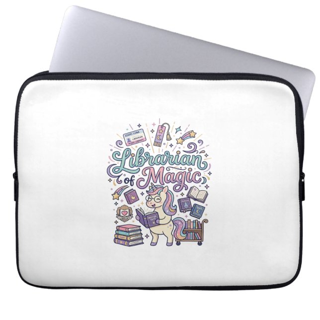 Unicorn Librarian of Magic Print Ready Apparel Gra Laptop Sleeve (Front)