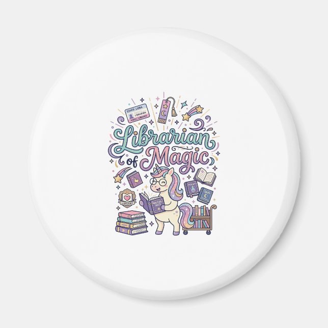 Unicorn Librarian of Magic Print Ready Apparel Gra Magnet (Front)