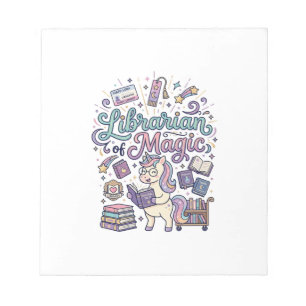 Unicorn Librarian of Magic Print Ready Apparel Gra Notepad