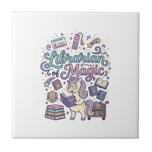 Unicorn Librarian of Magic Print Ready Apparel Gra Tile