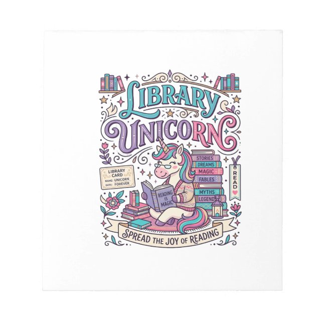 Unicorn Library Unicorn Colourful POD Artwork_1 Notepad (Front)