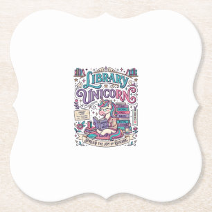 Unicorn Library Unicorn Colourful POD Artwork_1 Paper Coaster