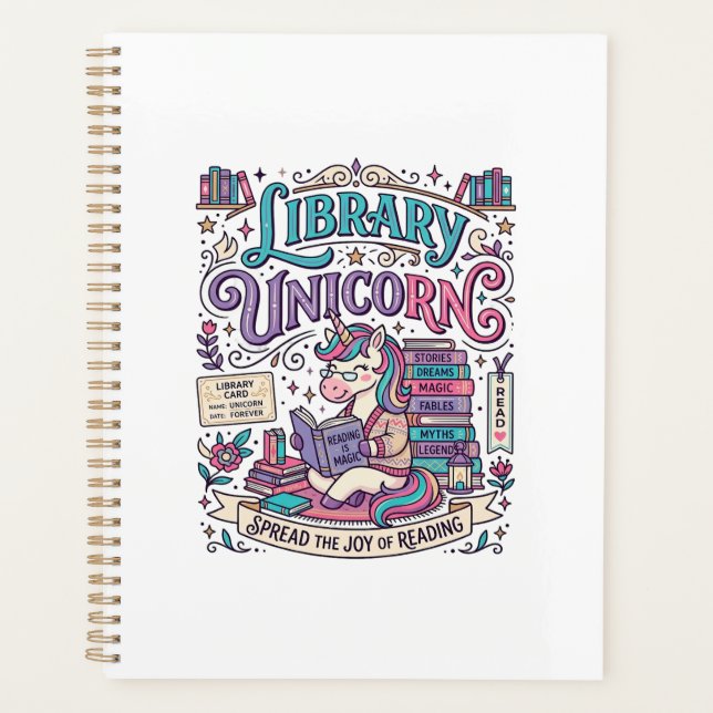 Unicorn Library Unicorn Colourful POD Artwork_1 Planner (Front)
