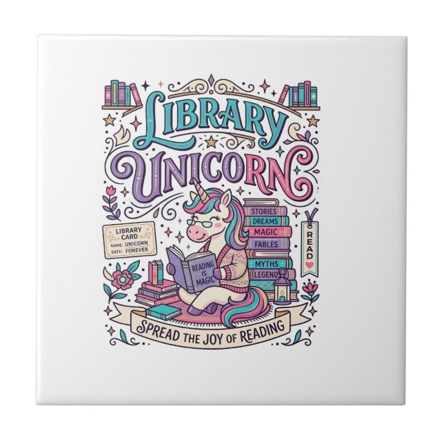 Unicorn Library Unicorn Colourful POD Artwork_1 Tile (Front)