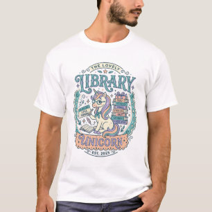 Unicorn Library Unicorn Whimsical Graphic Tee Desi