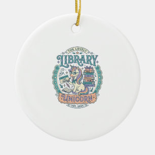 Unicorn Library Unicorn Whimsical Graphic Tee Desi Ceramic Tree Decoration