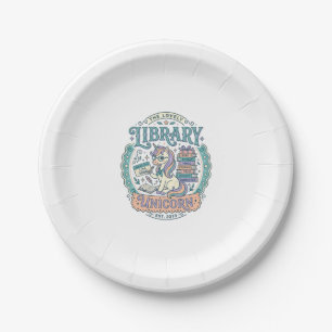 Unicorn Library Unicorn Whimsical Graphic Tee Desi Paper Plate