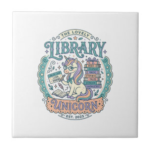 Unicorn Library Unicorn Whimsical Graphic Tee Desi Tile