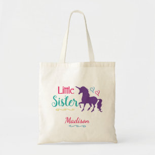 Unicorn Little Sister Colourful Sibling Baby Siste Tote Bag