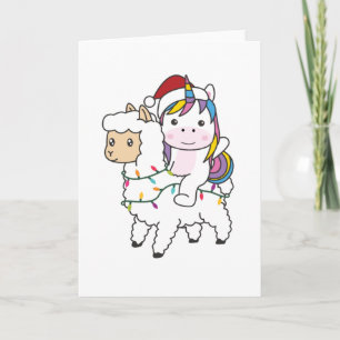 Unicorn Llama Christmas Snow Winter Animals Card