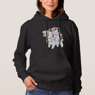 Unicorn Llama Christmas Snow Winter Animals Hoodie