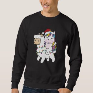 Unicorn Llama Christmas Snow Winter Animals Sweatshirt