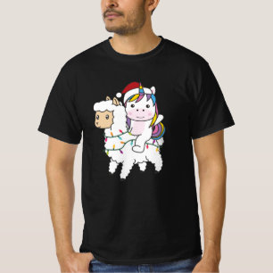 Unicorn Llama Christmas Snow Winter Animals T-Shirt