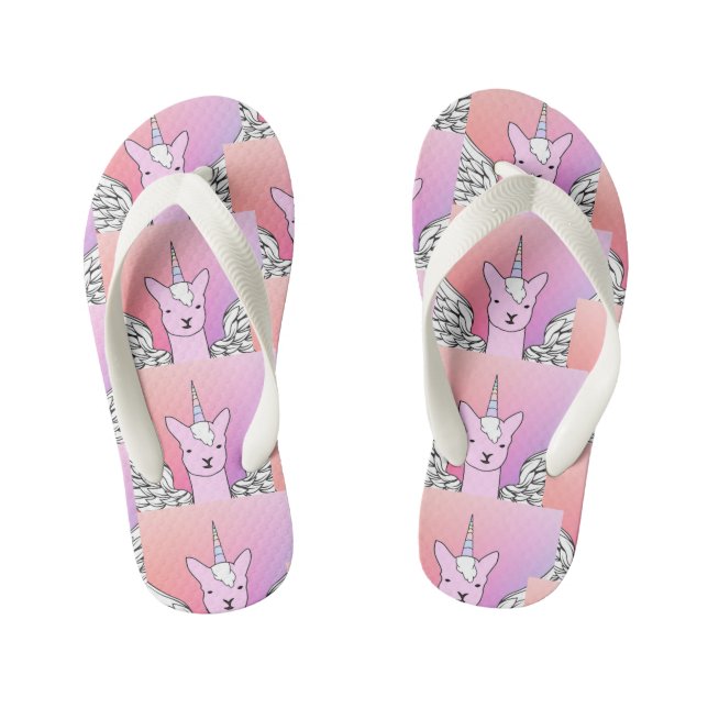 Unicorn Llama girls thongs flip flops (Footbed)