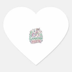 Unicorn Llamacorn Fiesta Premium Vector POD Artwor Heart Sticker