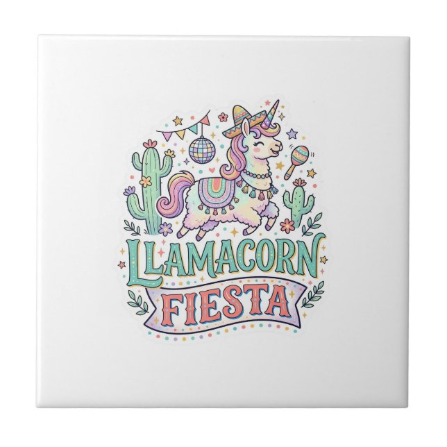 Unicorn Llamacorn Fiesta Premium Vector POD Artwor Tile (Front)