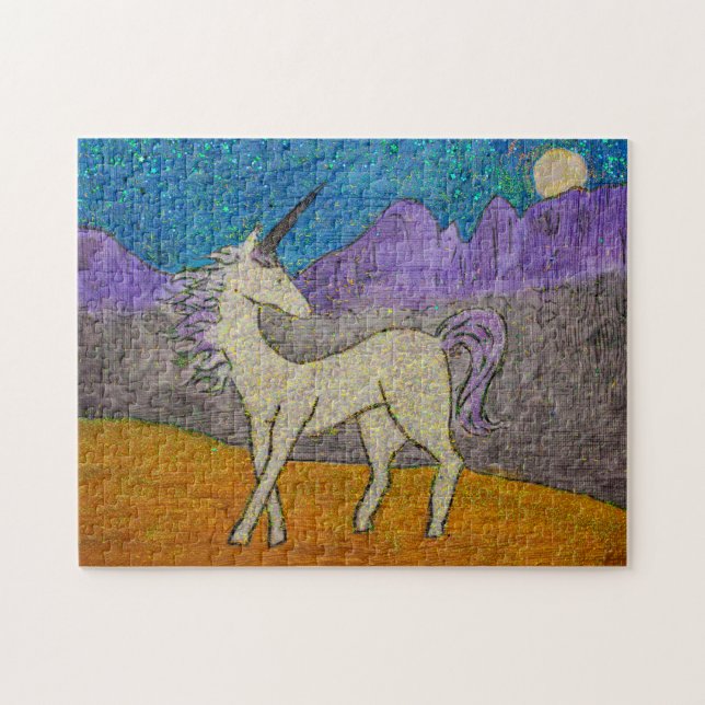 Unicorn looking back at the moon jigsaw puzzle (Horizontal)