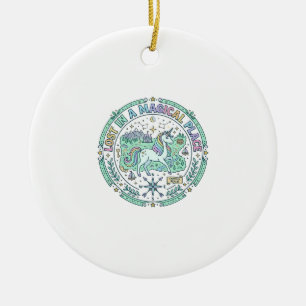 Unicorn Lost in a Magical Place Funny Print on Dem Ceramic Tree Decoration