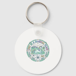Unicorn Lost in a Magical Place Funny Print on Dem Key Ring