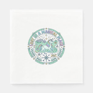 Unicorn Lost in a Magical Place Funny Print on Dem Napkin