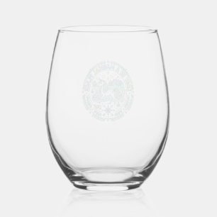 Unicorn Lost in a Magical Place Funny Print on Dem Stemless Wine Glass