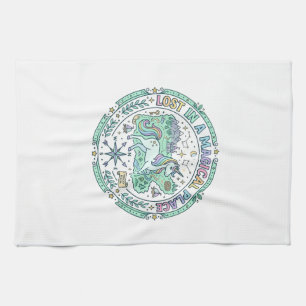 Unicorn Lost in a Magical Place Funny Print on Dem Tea Towel