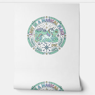 Unicorn Lost in a Magical Place Funny Print on Dem Wallpaper