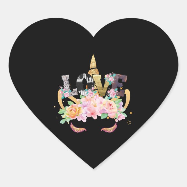 UNICORN LOVE    HEART STICKER (Front)
