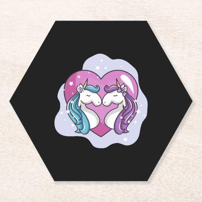 Unicorn love   paper coaster (Front)