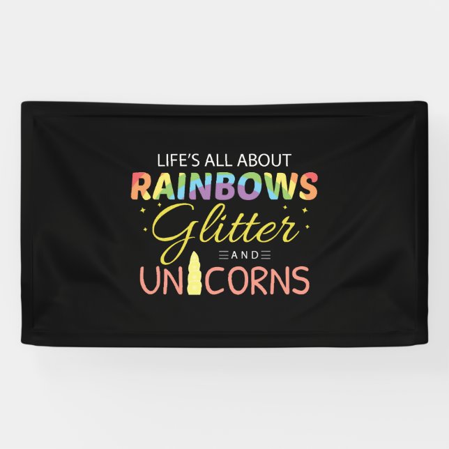 Unicorn Lover Gift Idea Rainbows Glitter Unicorns Banner (Horizontal)