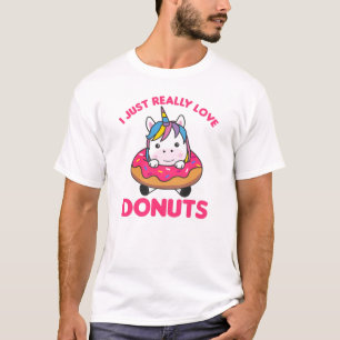 Unicorn Loves Doughnuts Unicorns Are Pink T-Shirt