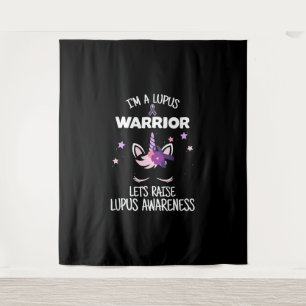 Unicorn Lupus Warrior Gift Raise Lupus Awareness Tapestry