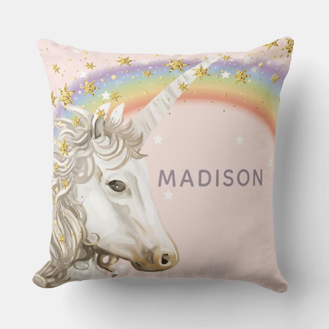 Unicorn Luxury Gold Glitter Cushion (Front)