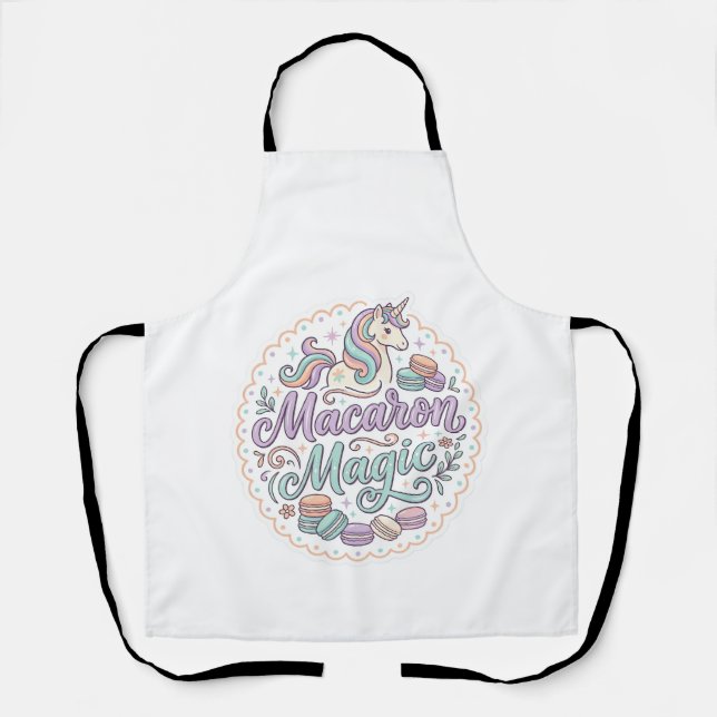 Unicorn Macaron Magic Whimsical T-Shirt Design_1 Apron (Front)